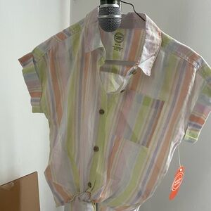 Wonder Nation Multicolor Striped Button Down Shirt
